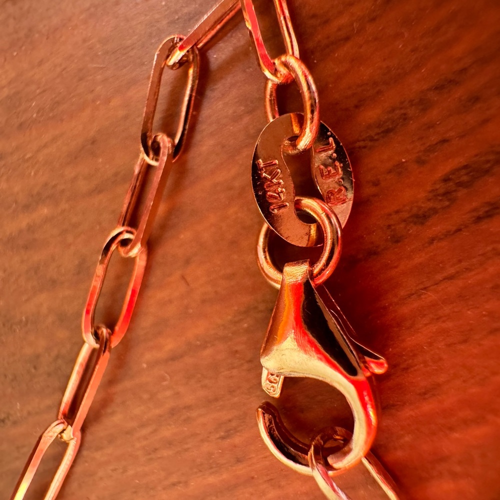 14k Rose Gold Paperclip Link Choker Necklace - Picture 4 of 7